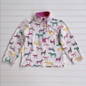 JOULES Multicolor Horse Pullover Quarter Button Down Sweatshirt